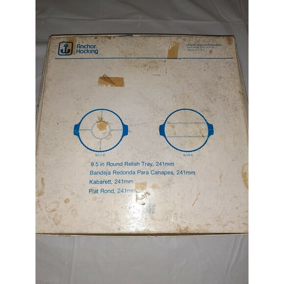 Vintage Anchor Hocking Crown & Olive 9.5 In. Round Relish Tray W/Box - Picture 8 of 9